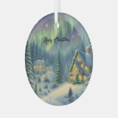 Magische Weihnachtsnacht im Wald unter Sternen Ornament Aus Glas (Vorderseite links)