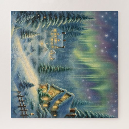 Magische Weihnachtsnacht im Wald unter Sternen Puzzle (Horizontal)