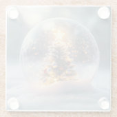 Magische Weihnachtsschneeglobe mit leuchtendem Bau Glasuntersetzer (Rückseite)