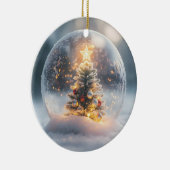 Magische Weihnachtsschneeglobe mit leuchtendem Bau Keramik Ornament (Rechts)