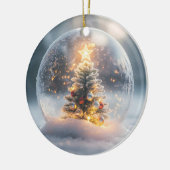 Magische Weihnachtsschneeglobe mit leuchtendem Bau Keramik Ornament (Links)