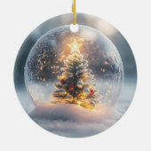 Magische Weihnachtsschneeglobe mit leuchtendem Bau Keramik Ornament (Hinten)