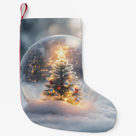 Magische Weihnachtsschneeglobe mit leuchtendem Bau Kleiner Weihnachtsstrumpf (Vorderseite)