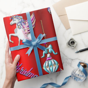 Magische Weihnachtsschwärme auf Rot Geschenkpapier