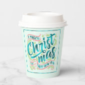 Magische Weihnachtstypografie Aquamarin ID441 Pappbecher (Rückseite)