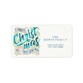 Magische Weihnachtstypografie Platz Aquamarin ID44 Adressaufkleber
