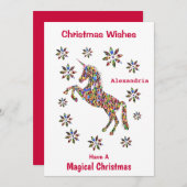 Magische Weihnachtswünsche Einhorn personalisieren Feiertagskarte (Vorne/Hinten)
