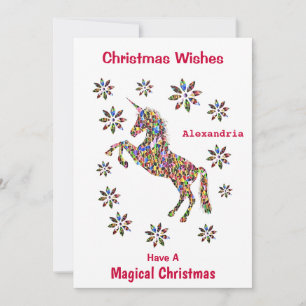 Magische Weihnachtswünsche Einhorn personalisieren Feiertagskarte