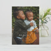 Magische Weihnachtszeit mit Sternenfoto-Karte Einladung (Stehend Vorderseite)