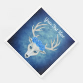 Magische Weiße Hirschköpfe Hübsche blaue Rose Antl Serviette (Ecke)
