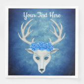 Magische Weiße Hirschköpfe Hübsche blaue Rose Antl Serviette (Vorderseite)