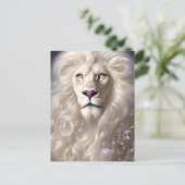 Magische weiße Löwe Vollbild Grafik Postkarte (Stehend Vorderseite)
