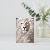 Magische weiße Löwe Vollbild Grafik Visitenkarte (Stehend Vorderseite)