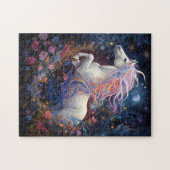 Magische Weiße Pferde Fantasie Kunst Puzzle (Horizontal)