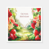Magische Whimsical Juicy Strawberry Geburtstag Serviette (Vorderseite)