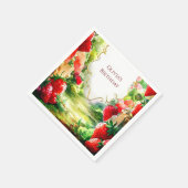 Magische Whimsical Juicy Strawberry Geburtstag Serviette (Ecke)
