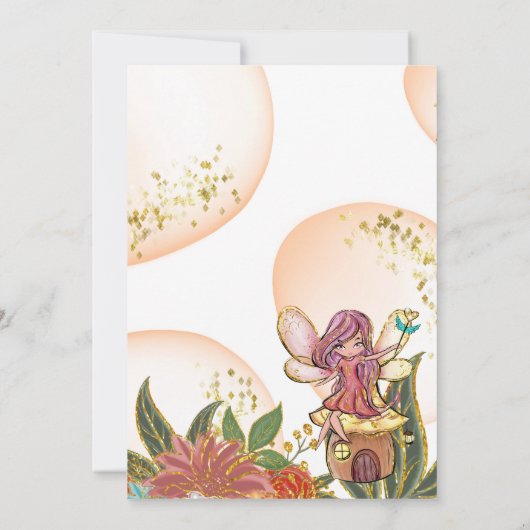 Magische Whimsikale verzauberte Wald Fairy & Ladyb Einladung (Rückseite)