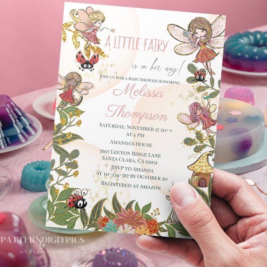 Magische Whimsikale verzauberte Wald Fairy & Ladyb Einladung