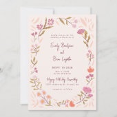 Magische Wiesenrosa Blume zum Hochzeitsempfang Einladung (Vorderseite)