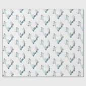 Magische Winter Deerhead Silver Blue Schnee Weihna Geschenkpapier (Flach)