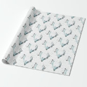 Magische Winter Deerhead Silver Blue Schnee Weihna Geschenkpapier (Ungerollt)