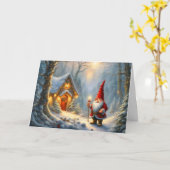 Magische Winter Gnome House Weihnachten Karte (Gelbe Blume)