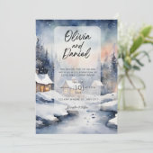 Magische Winterhochzeiten Einladung (Stehend Vorderseite)