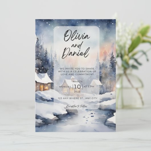 Magische Winterhochzeiten Einladung (Stehend Vorderseite)