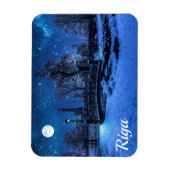 Magische Winternacht mit Sternenhimmel in Riga Magnet (Vertikal)