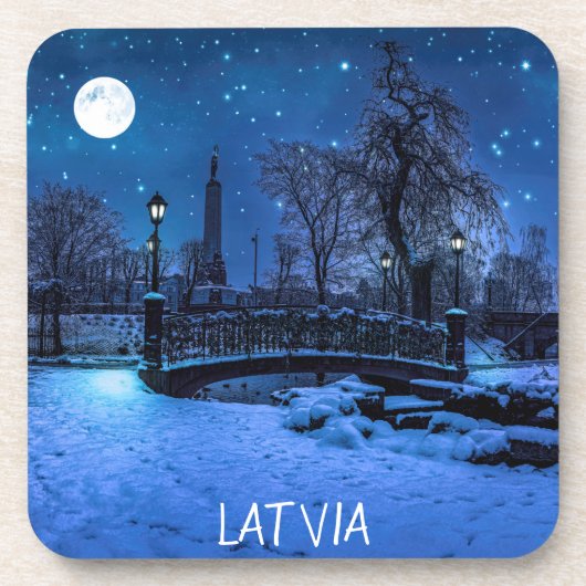 Magische Winternacht mit Sternenhimmel und Vollmon Getränkeuntersetzer (Vorderseite)