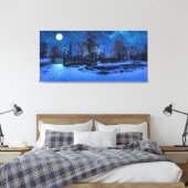 Magische Winternacht mit Sternenhimmel und Vollmon Leinwanddruck (Insitu (Schlafzimmer))