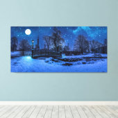 Magische Winternacht mit Sternenhimmel und Vollmon Leinwanddruck (Insitu (Holzboden))