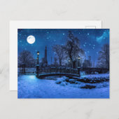 Magische Winternacht mit Sternenhimmel und Vollmon Postkarte (Vorne/Hinten)