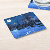 Magische Winternacht mit Sternenhimmel und Vollmon Rechteckiger Pappuntersetzer (angewinkelt)