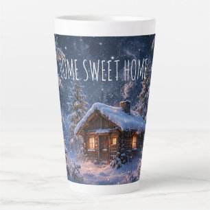 Magische Winternachts-Hütte im Wald Milchtasse