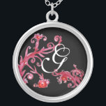 MAGISCHE WIRBEL IN ROT UND SCHWARZ VERSILBERTE KETTE<br><div class="desc">Elegantes,  einzigartiges und farbenfrohes Design,  Schnörkel ,  Blüten und Blüten im Frühling. Aquarellmalerei mit goldener und silberner Folie .</div>