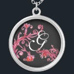 MAGISCHE WIRBEL IN ROT UND SCHWARZ VERSILBERTE KETTE<br><div class="desc">Elegantes,  einzigartiges und farbenfrohes Design,  Schnörkel ,  Blüten und Blüten im Frühling. Aquarellmalerei mit goldener und silberner Folie .</div>