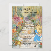 Magische Wunderlandwälder Alice Rabbit Birthday Einladung (Vorderseite)