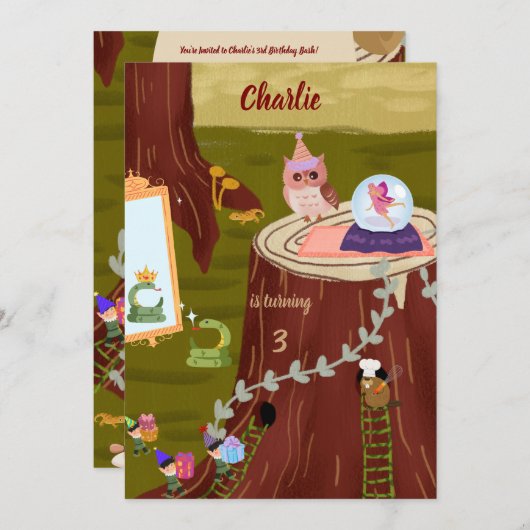 Magische Wünsche Auwl Verzauberter Geburtstag Einladung (Vorne/Hinten)