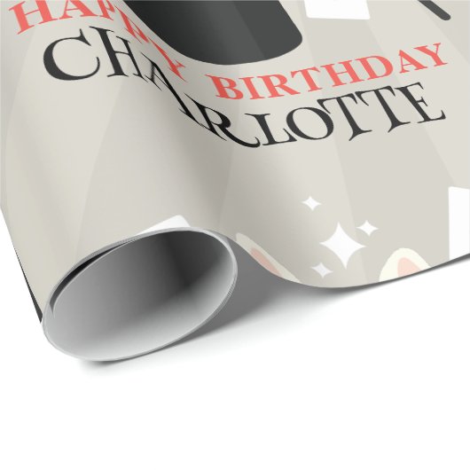 Magische Zauberkinder zeigen Geburtsname Geschenkpapier (Rolleneckpunkt)