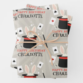 Magische Zauberkinder zeigen Geburtsname Geschenkpapier Set