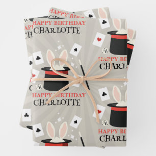 Magische Zauberkinder zeigen Geburtsname Geschenkpapier Set
