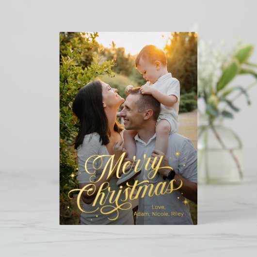 Magische Zeit Frohe Weihnachtsfoil Weihnachtskarte Folieneinladung (Stehend vorne)