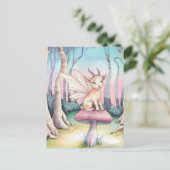 Magische Ziege sitzt auf einem Pilz im Wald Postkarte (Stehend Vorderseite)