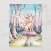 Magische Ziege sitzt auf einem Pilz im Wald Postkarte (Vorderseite)