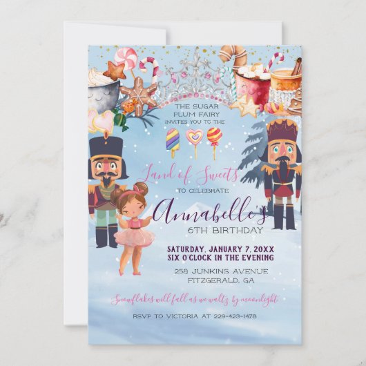Magische Zucker Pflaume Fairy Nutcracker Geburtsta Einladung (Vorderseite)
