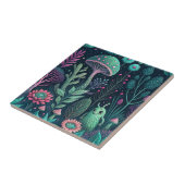 Magischer Alien-Pilz-Neonwald-Sci-Fi-Pattern Fliese (Seite)