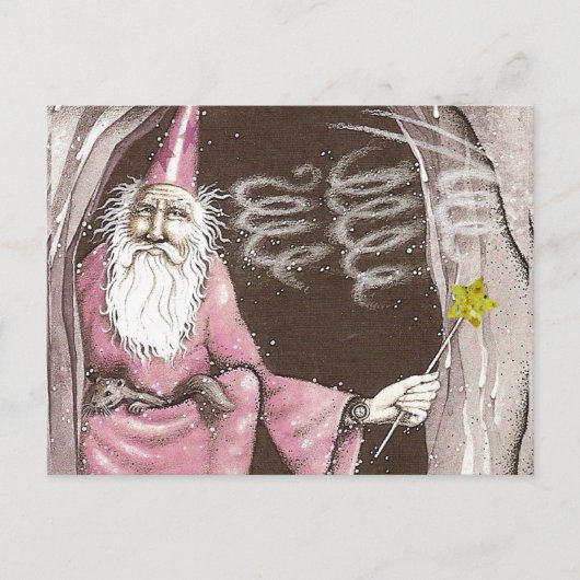 Magischer Alter Zauberer Elf Magic Wand Star Postkarte (Vorderseite)