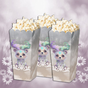 Magischer Bärenkub in pastellfarbenem Glitzer. Geschenkschachtel