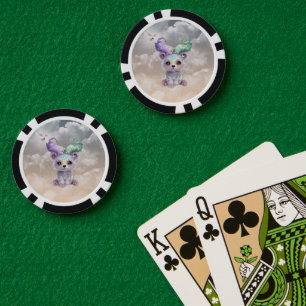 Magischer Bärenkub in pastellfarbenem Glitzer. Pokerchips